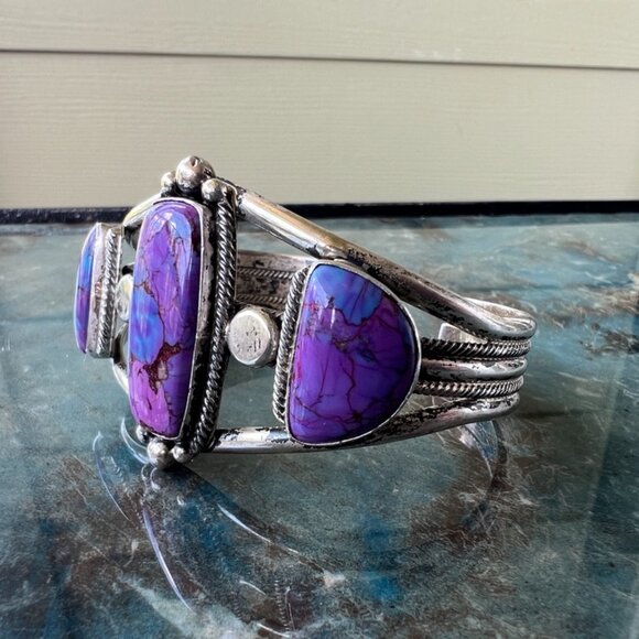 Running Bear Purple Turquoise and Silver 925 Vintage Rare Bracelet - Picture 3 of 5